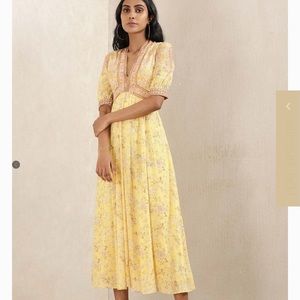 RITU KUMAR Floral Yellow Dress Size XS